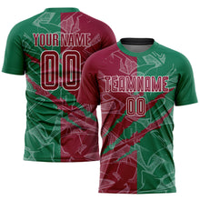 Загрузить изображение в средство просмотра галереи, Custom Graffiti Pattern Maroon-Kelly Green Scratch Sublimation Soccer Uniform Jersey