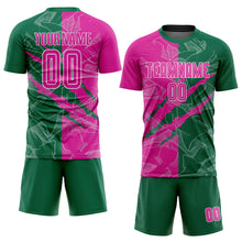 Загрузить изображение в средство просмотра галереи, Custom Graffiti Pattern Deep Pink-Kelly Green Scratch Sublimation Soccer Uniform Jersey