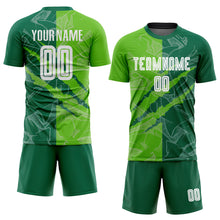 Laden Sie das Bild in den Galerie-Viewer, Custom Graffiti Pattern Aurora Green-Kelly Green Scratch Sublimation Soccer Uniform Jersey