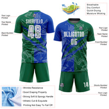 Charger l'image dans la galerie, Custom Graffiti Pattern Thunder Blue-Kelly Green Scratch Sublimation Soccer Uniform Jersey