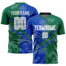 Charger l'image dans la galerie, Custom Graffiti Pattern Thunder Blue-Kelly Green Scratch Sublimation Soccer Uniform Jersey