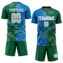 Загрузить изображение в средство просмотра галереи, Custom Graffiti Pattern Blue-Kelly Green Scratch Sublimation Soccer Uniform Jersey