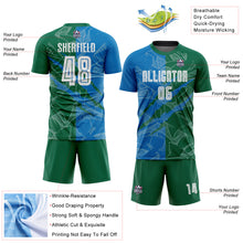 Загрузить изображение в средство просмотра галереи, Custom Graffiti Pattern Blue-Kelly Green Scratch Sublimation Soccer Uniform Jersey
