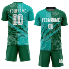Laden Sie das Bild in den Galerie-Viewer, Custom Graffiti Pattern Aqua-Kelly Green Scratch Sublimation Soccer Uniform Jersey