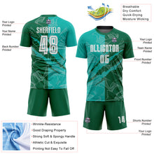 Laden Sie das Bild in den Galerie-Viewer, Custom Graffiti Pattern Aqua-Kelly Green Scratch Sublimation Soccer Uniform Jersey