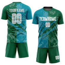 Загрузить изображение в средство просмотра галереи, Custom Graffiti Pattern Teal-Kelly Green Scratch Sublimation Soccer Uniform Jersey