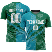 Загрузить изображение в средство просмотра галереи, Custom Graffiti Pattern Teal-Kelly Green Scratch Sublimation Soccer Uniform Jersey
