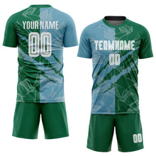 Charger l'image dans la galerie, Custom Graffiti Pattern Shadow Blue-Kelly Green Scratch Sublimation Soccer Uniform Jersey
