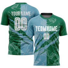 Charger l'image dans la galerie, Custom Graffiti Pattern Shadow Blue-Kelly Green Scratch Sublimation Soccer Uniform Jersey