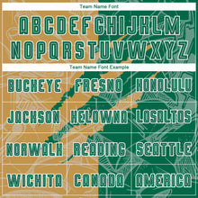 Загрузить изображение в средство просмотра галереи, Custom Graffiti Pattern Kelly Green-Old Gold Scratch Sublimation Soccer Uniform Jersey
