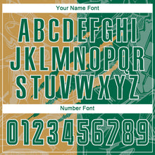 Загрузить изображение в средство просмотра галереи, Custom Graffiti Pattern Kelly Green-Old Gold Scratch Sublimation Soccer Uniform Jersey