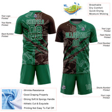 Загрузить изображение в средство просмотра галереи, Custom Graffiti Pattern Kelly Green-Brown Scratch Sublimation Soccer Uniform Jersey