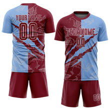 Загрузить изображение в средство просмотра галереи, Custom Graffiti Pattern Crimson-Light Blue Scratch Sublimation Soccer Uniform Jersey