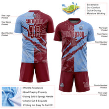 Загрузить изображение в средство просмотра галереи, Custom Graffiti Pattern Crimson-Light Blue Scratch Sublimation Soccer Uniform Jersey
