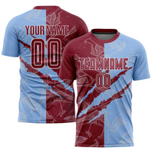 Загрузить изображение в средство просмотра галереи, Custom Graffiti Pattern Crimson-Light Blue Scratch Sublimation Soccer Uniform Jersey