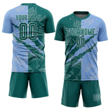 Загрузить изображение в средство просмотра галереи, Custom Graffiti Pattern Teal-Light Blue Scratch Sublimation Soccer Uniform Jersey