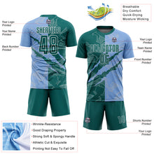 Загрузить изображение в средство просмотра галереи, Custom Graffiti Pattern Teal-Light Blue Scratch Sublimation Soccer Uniform Jersey