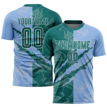 Загрузить изображение в средство просмотра галереи, Custom Graffiti Pattern Teal-Light Blue Scratch Sublimation Soccer Uniform Jersey