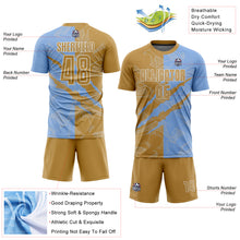 Charger l'image dans la galerie, Custom Graffiti Pattern Old Gold-Light Blue Scratch Sublimation Soccer Uniform Jersey