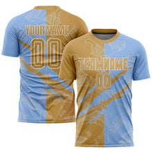 Charger l'image dans la galerie, Custom Graffiti Pattern Old Gold-Light Blue Scratch Sublimation Soccer Uniform Jersey