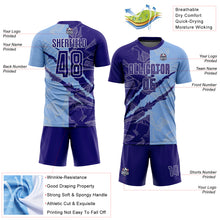 Загрузить изображение в средство просмотра галереи, Custom Graffiti Pattern Dark Purple-Light Blue Scratch Sublimation Soccer Uniform Jersey