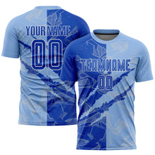 Загрузить изображение в средство просмотра галереи, Custom Graffiti Pattern Thunder Blue-Light Blue Scratch Sublimation Soccer Uniform Jersey