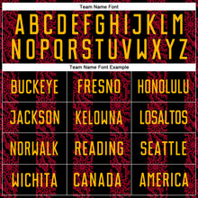 Laden Sie das Bild in den Galerie-Viewer, Custom Black Gold-Red Abstract Shape Sublimation Soccer Uniform Jersey