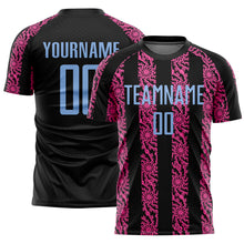 Загрузить изображение в средство просмотра галереи, Custom Black Light Blue-Pink Abstract Shape Sublimation Soccer Uniform Jersey