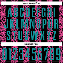 Laden Sie das Bild in den Galerie-Viewer, Custom Black Teal-Pink Abstract Shape Sublimation Soccer Uniform Jersey