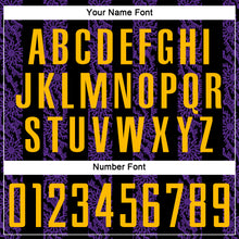 Laden Sie das Bild in den Galerie-Viewer, Custom Black Gold-Purple Abstract Shape Sublimation Soccer Uniform Jersey