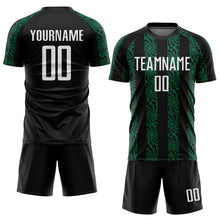 Charger l'image dans la galerie, Custom Black White-Kelly Green Abstract Shape Sublimation Soccer Uniform Jersey