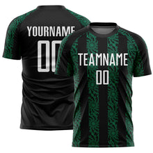 Charger l'image dans la galerie, Custom Black White-Kelly Green Abstract Shape Sublimation Soccer Uniform Jersey