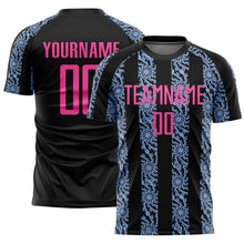 Laden Sie das Bild in den Galerie-Viewer, Custom Black Pink-Light Blue Abstract Shape Sublimation Soccer Uniform Jersey