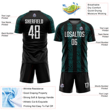 Load image into Gallery viewer, Custom Black White-Teal Abstract Shape Sublimation Soccer Uniform Jersey