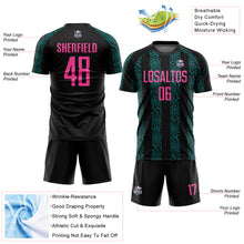Laden Sie das Bild in den Galerie-Viewer, Custom Black Pink-Teal Abstract Shape Sublimation Soccer Uniform Jersey