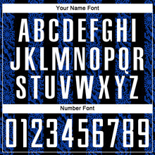 Charger l'image dans la galerie, Custom Black White-Thunder Blue Abstract Shape Sublimation Soccer Uniform Jersey