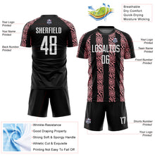 Charger l'image dans la galerie, Custom Black White-Medium Pink Abstract Shape Sublimation Soccer Uniform Jersey