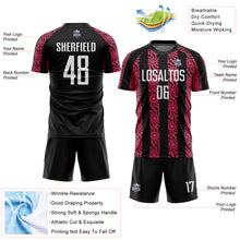 Charger l'image dans la galerie, Custom Black White-Neon Pink Abstract Shape Sublimation Soccer Uniform Jersey
