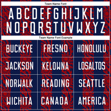 Laden Sie das Bild in den Galerie-Viewer, Custom Navy White-Red Abstract Shape Sublimation Soccer Uniform Jersey