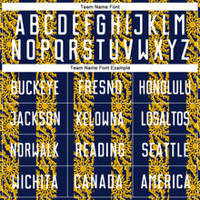 Load image into Gallery viewer, Custom Navy White-Gold Abstract Shape Sublimation Soccer Uniform Jersey