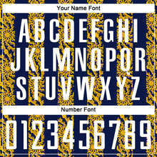 Load image into Gallery viewer, Custom Navy White-Gold Abstract Shape Sublimation Soccer Uniform Jersey