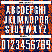 Load image into Gallery viewer, Custom Navy White-Orange Abstract Shape Sublimation Soccer Uniform Jersey