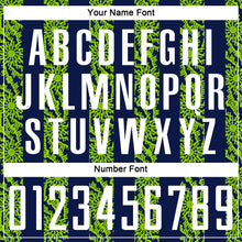 Load image into Gallery viewer, Custom Navy White-Neon Green Abstract Shape Sublimation Soccer Uniform Jersey