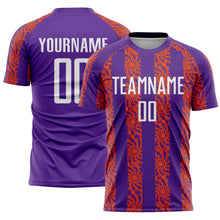 Load image into Gallery viewer, Custom Purple White-Orange Abstract Shape Sublimation Soccer Uniform Jersey