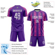 Load image into Gallery viewer, Custom Purple White-Pink Abstract Shape Sublimation Soccer Uniform Jersey
