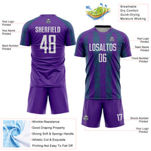Load image into Gallery viewer, Custom Purple White-Teal Abstract Shape Sublimation Soccer Uniform Jersey