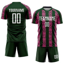 Load image into Gallery viewer, Custom Green White-Pink Abstract Shape Sublimation Soccer Uniform Jersey