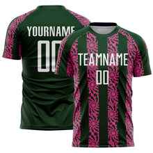 Load image into Gallery viewer, Custom Green White-Pink Abstract Shape Sublimation Soccer Uniform Jersey