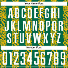 Load image into Gallery viewer, Custom Kelly Green White-Gold Abstract Shape Sublimation Soccer Uniform Jersey