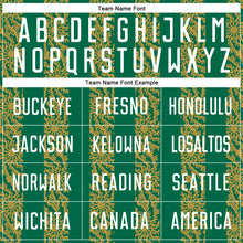 Загрузить изображение в средство просмотра галереи, Custom Kelly Green White-Old Gold Abstract Shape Sublimation Soccer Uniform Jersey